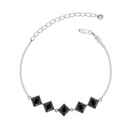 Bracelet MERCI en Plaqué Rhodium avec Cristaux Swarovski® Diamant Noir