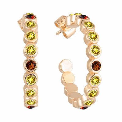 Créoles RONDELLE Sahara en Cristal Swarovski® Jaune et Caramel - vue V1