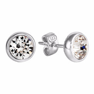 Puces Rondes RONDELLE en Plaqué Rhodium et Cristal Swarovski® Blanc