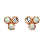 Clous d'oreilles LA SEINE 3 pierres en Cristal Swarovski® et Opal Bleu