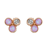 Puces 3 pierres LA SEINE en Cristal Swarovski® et Opal Rose