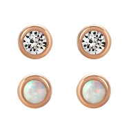 Clous d'oreilles LA SEINE en Cristal Swarovski® et Opal Bleu (4 pièces)