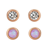 Puces Rondes LA SEINE en Cristal Swarovski® et Opal Rose (4 pièces)