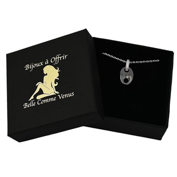 Collier grain de café céramique oxyde de zirconium Argent 925 Rhodié