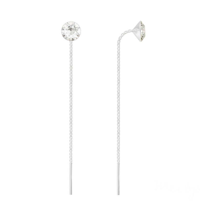 Boucles d'oreilles pendantes en argent 925 rhodié avec perle de crystal blanc