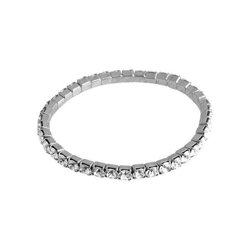 Bracelet souple orné de cristaux Swarovski Blanc en plaqué Or Blanc et rhodié