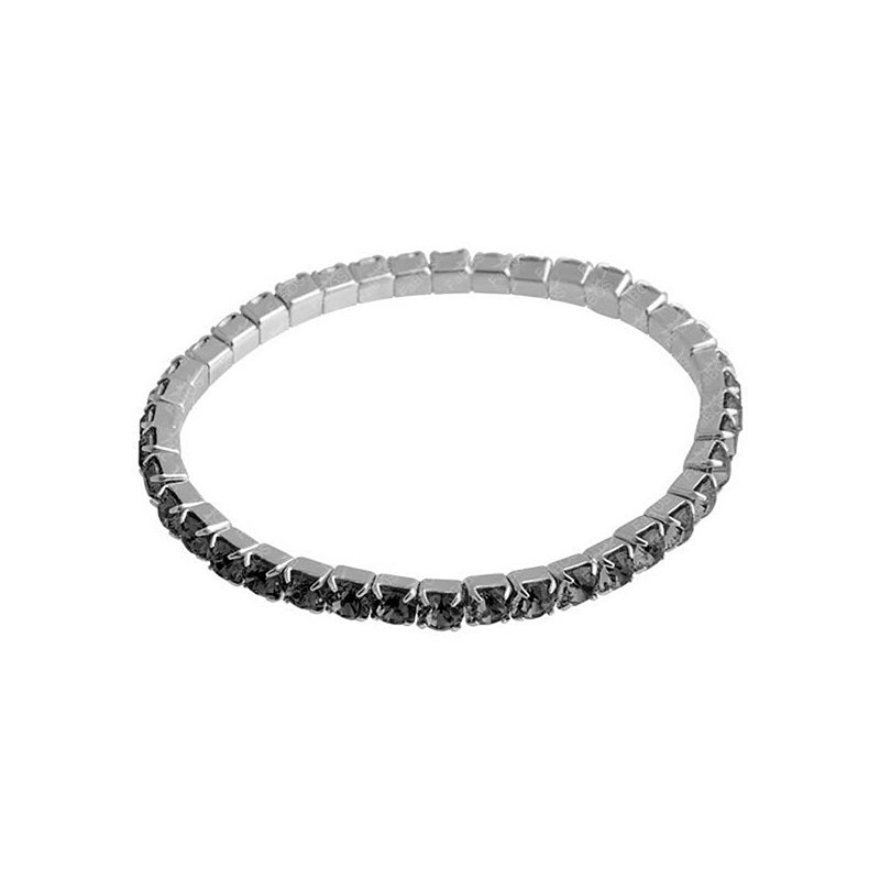 Bracelet souple orné de cristaux Swarovski Gris en plaqué Or Blanc et rhodié