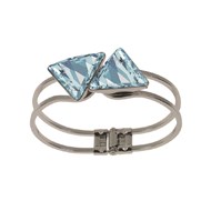 Bracelet rigide orné de cristaux Swarovski avec pierres Bleu en plaqué Or Blanc et rhodié