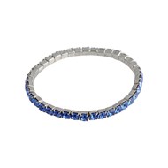 Bracelet souple orné de cristaux Swarovski Bleu en plaqué Or Blanc et rhodié