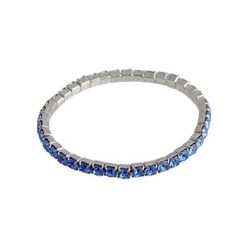 Soft bracelet adorned with blue Swarovski crystals in white gold plated and rhodium-plated