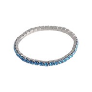 Bracelet souple orné de cristaux Swarovski Bleu en plaqué Or Blanc et rhodié