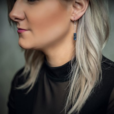 Boucles d'oreilles cristal Swarovski Blanc et doré en plaqué Or Blanc et rhodié - vue V2