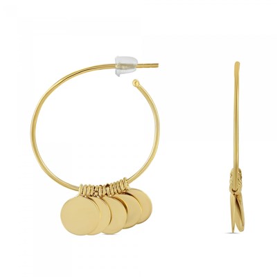 Boucles d'oreilles Théma Capsule Plaqué or 18 carats Créoles Pampille - vue V1