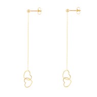 Boucles d'Oreilles Pendantes Coeurs Enlacés - Or Jaune - Femme