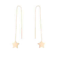 Boucles d'Oreilles Or Jaune Etoiles Pendantes - Femme