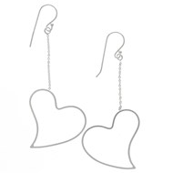 Boucles Boucles d'Oreilles Argent 925 grand coeur