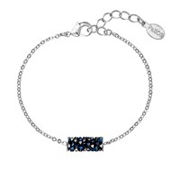 Bracelet souple orné de cristaux Swarovski Bleu en plaqué Or Blanc et rhodié