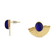 Boucles d'oreilles Théma Capsule Plaqué or 18 carats Éventail Lapis Lazuli