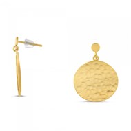 Boucles d'oreilles Théma Capsule Plaqué or 18 carats Pampille Martelée 20mm