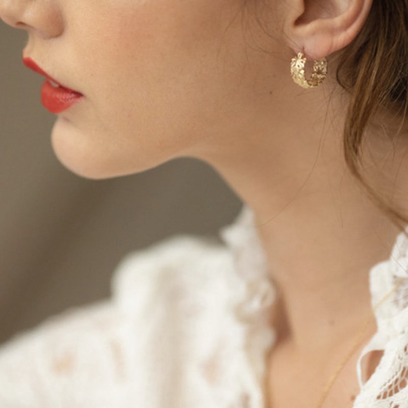 Boucles d'oreilles COLLECTION CONSTANCE CHLORIS CRÉOLES plaqué or - vue V2