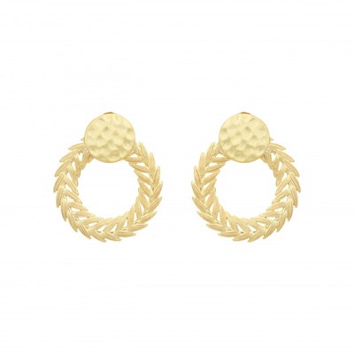 Boucles d'oreilles COLLECTION CONSTANCE APOLLON PUCE plaqué or - vue V1