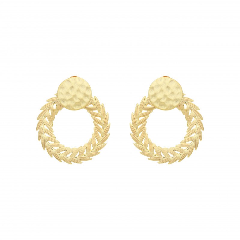 Boucles d'oreilles COLLECTION CONSTANCE APOLLON PUCE plaqué or - vue V1