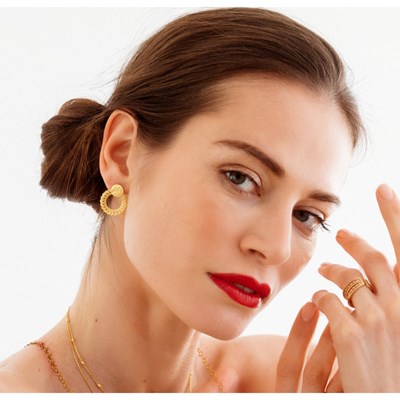 Boucles d'oreilles COLLECTION CONSTANCE APOLLON PUCE plaqué or - vue V2