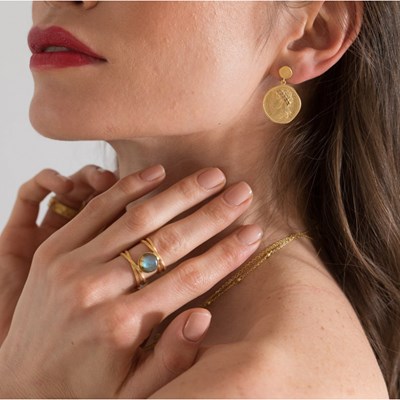 Boucles d'oreilles COLLECTION CONSTANCE CLEOPATRE plaqué or - vue V2