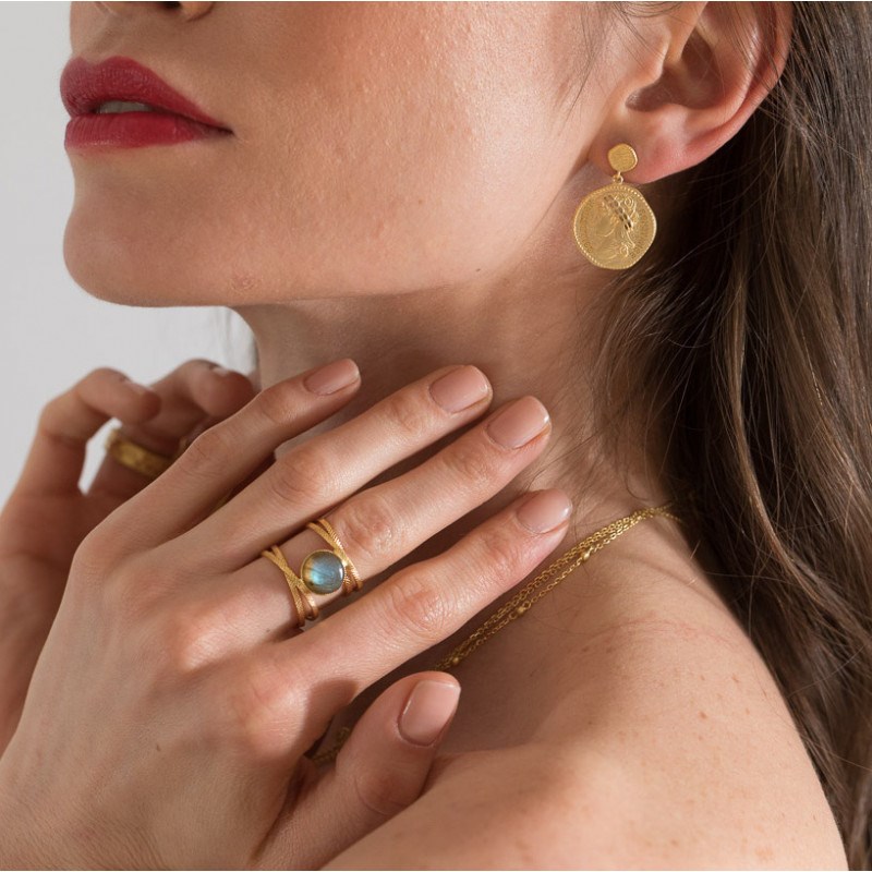 Boucles d'oreilles COLLECTION CONSTANCE CLEOPATRE plaqué or - vue V2