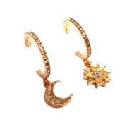 Créoles strass dissociées ETOILE POLAIRE LUNE