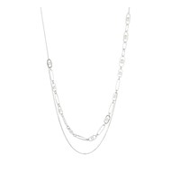 Collier perle chaîne feuilletée long