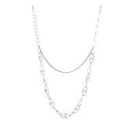 Collier perle chaîne feuilleté long