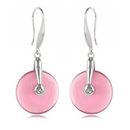 Boucles d'Oreille Arg.925 rhodié crochet disque oeil de chat rose