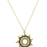 Collier avec pendentif tissé mains- Perles  miyuki -Doré à l'or fin