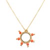 Collier avec pendentif anneaux tissé mains- Perles  miyuki , perles de corail-Doré à l'or fin - vue V1