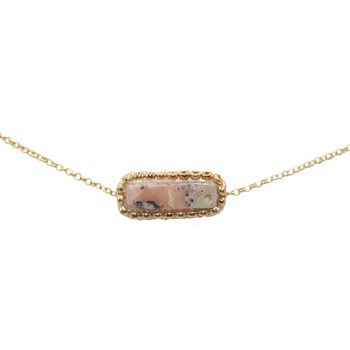 Collier avec pendentif tissé mains- Perles  miyuki perle d' agate rose- Doré à l'or fin