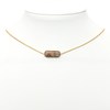Collier avec pendentif tissé mains- Perles  miyuki perle d' agate rose- Doré à l'or fin - vue V2