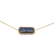 Collier avec pendentif tissé mains- Perles  miyuki perle de Lapis-lazuli-Doré à l'or fin
