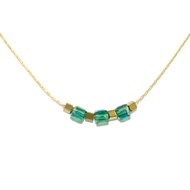 Collier minimaliste  perles de crystal-Doré à l'or fin