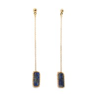Boucles d'oreilles pendante perles tissées mains Lapis-lazuli -Doré à l'or fin