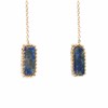 Boucles d'oreilles pendante perles tissées mains Lapis-lazuli -Doré à l'or fin - vue V2