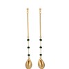Boucles d'oreilles pendante chaîne perle de crystal  cauri- Doré à l'or fin - vue V1
