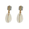 Boucles  d'oreilles perles labradorite et cauris- Gold filled - vue V1