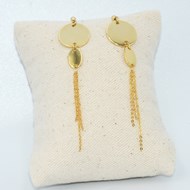 Boucles  d'oreilles pendantes double pastilles et frange de chaîne