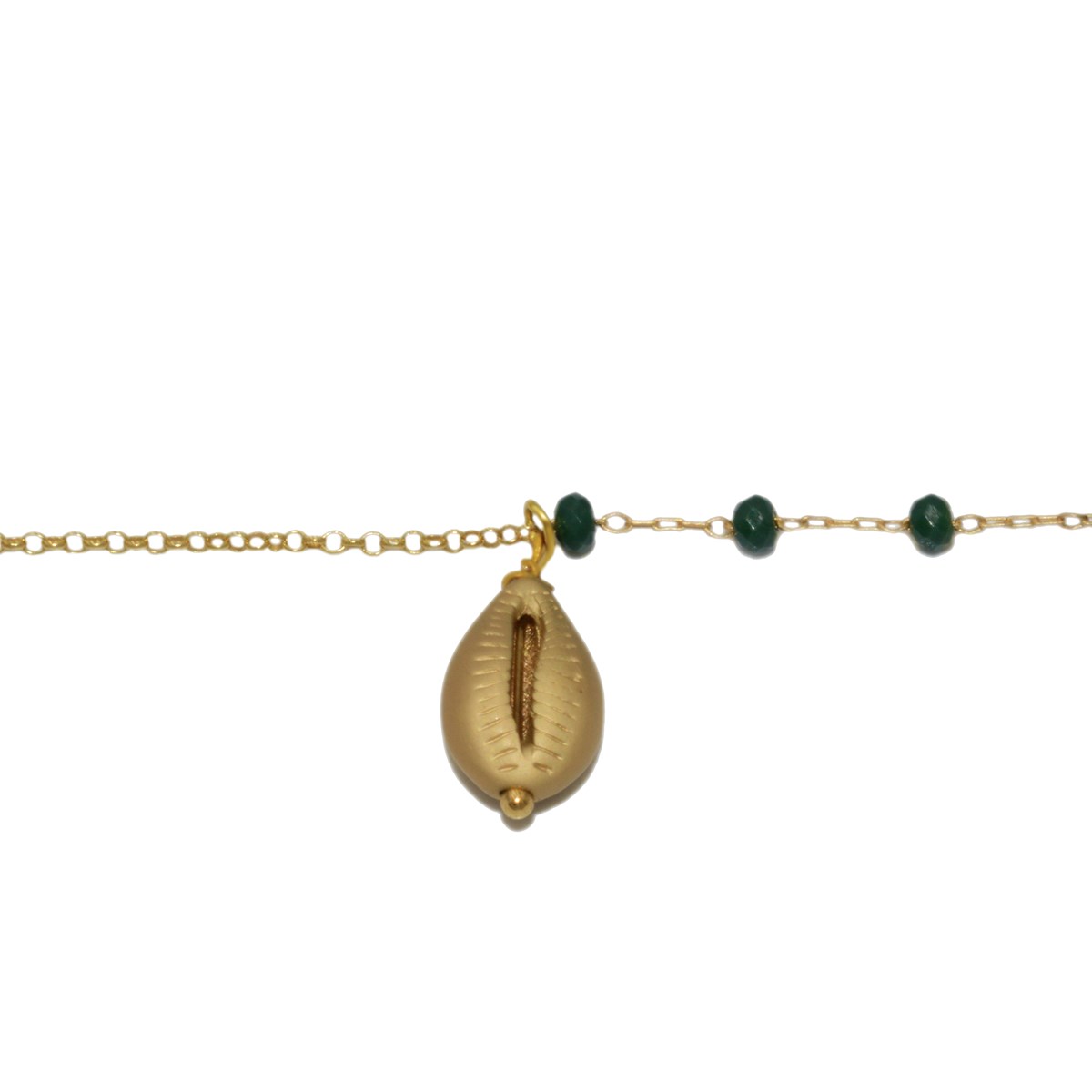 Bracelet chaîne crystal et cauri- doré à l'or fin
