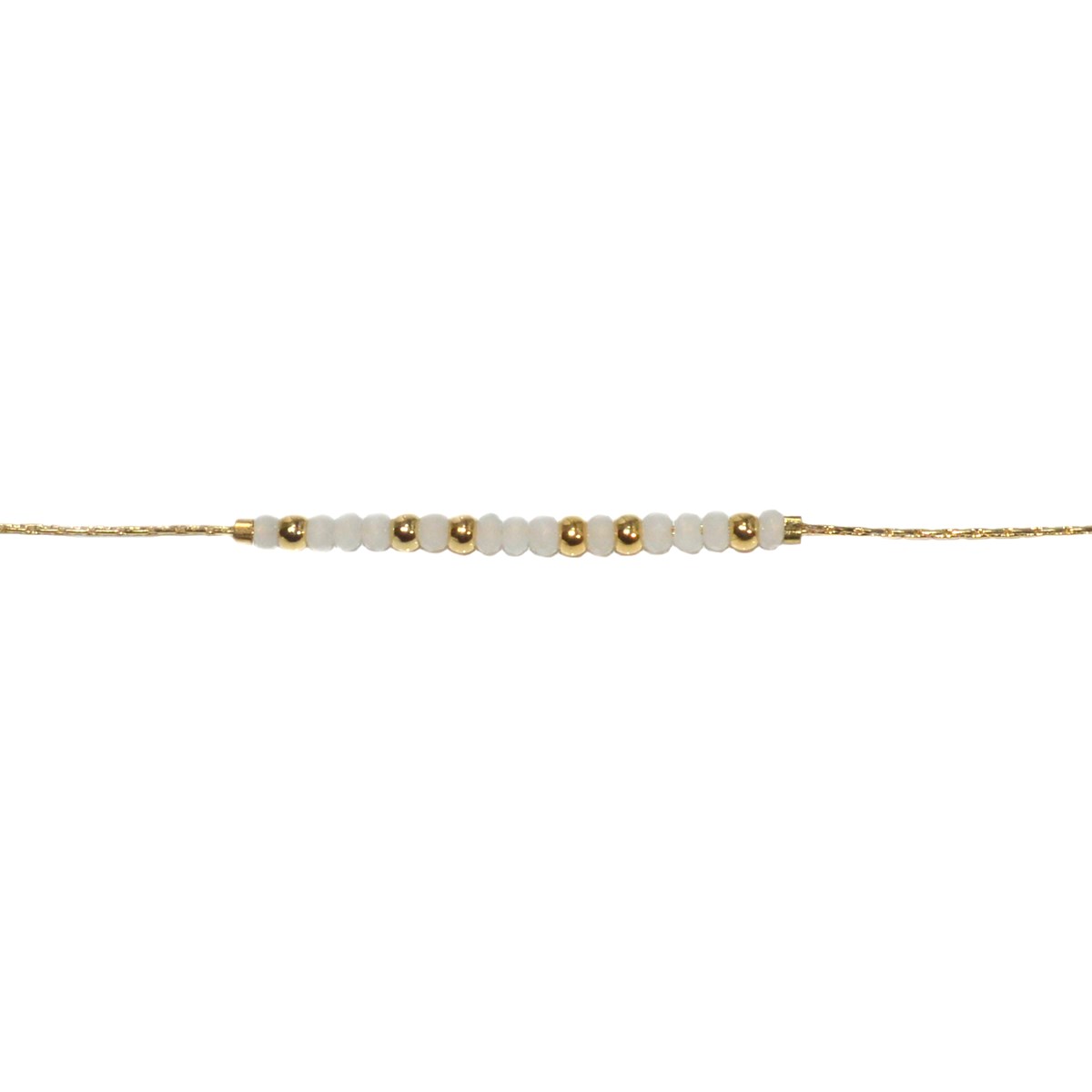 Bracelet fin perles de crystal et perles dorées -Doré à l'or fin