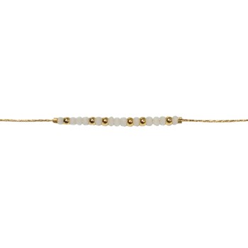 Bracelet fin perles de crystal et perles dorées -Doré à l'or fin