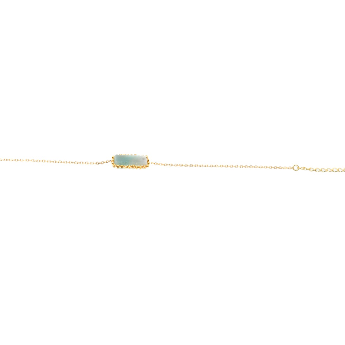 Bracelet avec perle d'amazonite tissée main- Doré à l'or fin - vue 3
