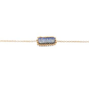Bracelet avec perle de Lapis Lazuli tissée main- Doré à l'or fin