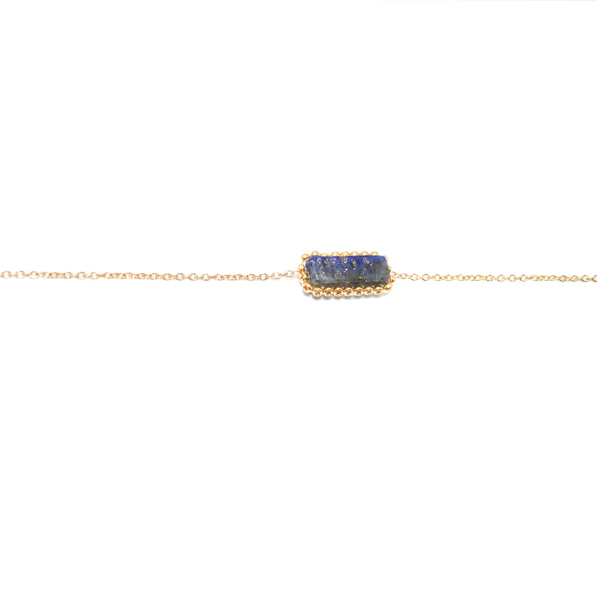 Bracelet avec perle de Lapis Lazuli tissée main- Doré à l'or fin - vue 3